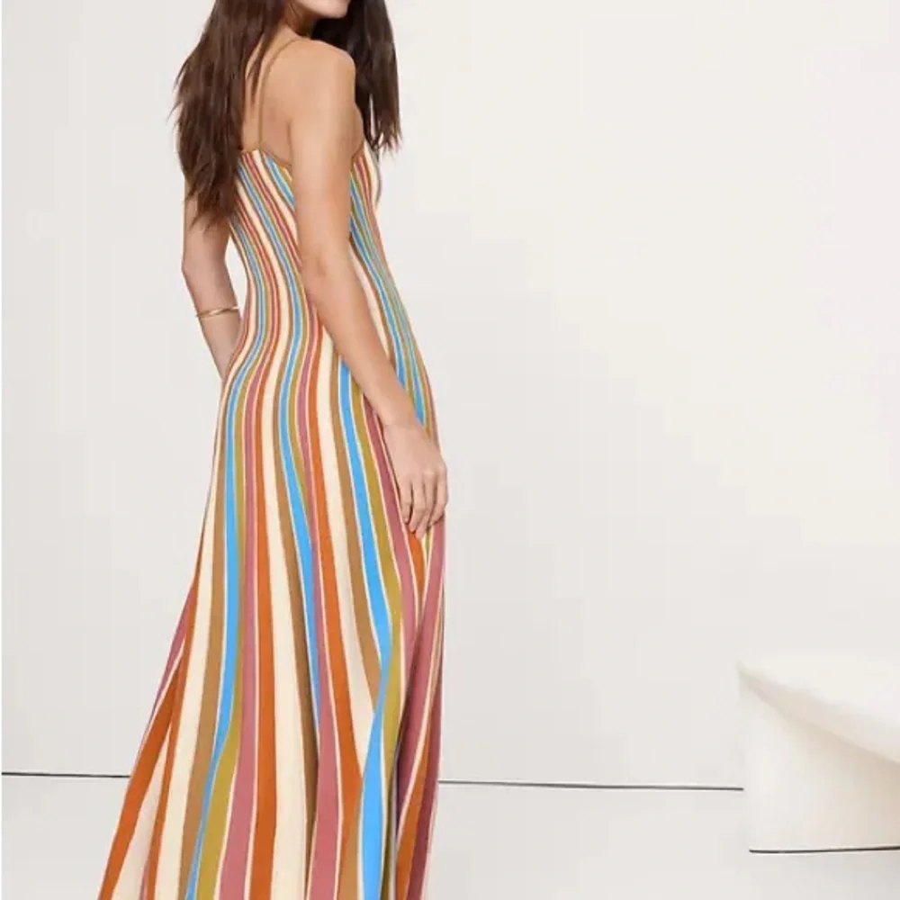 Sculpted Stripe Maxi Dress in Pink Vertical Stripe - Picture 2 of 3